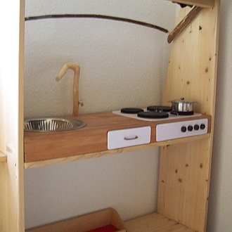 Kinderküche Buche Leimholz, wird ohne Regal im Shop erscheinen Kinderküche